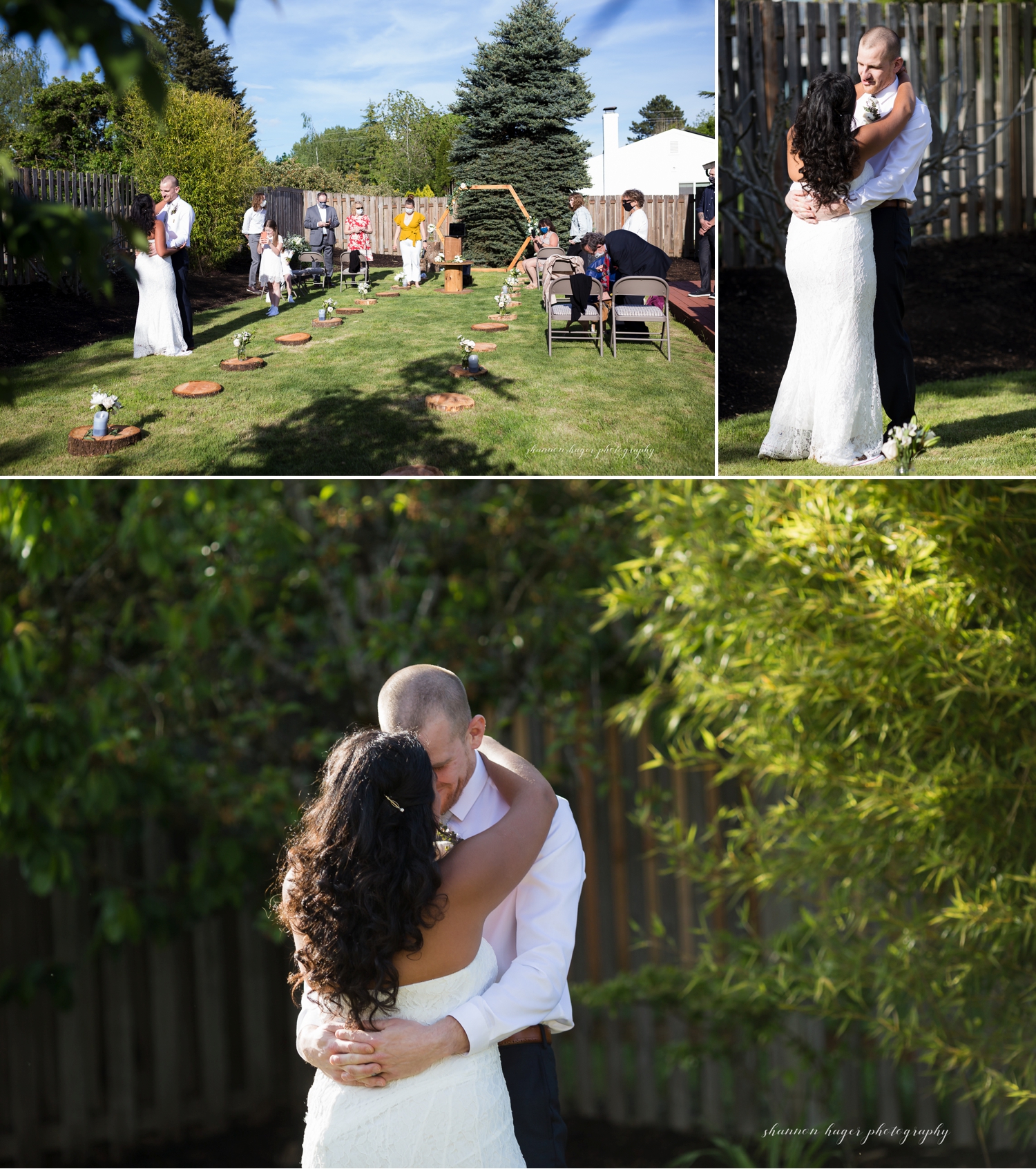 backyard wedding portland photographer, micro wedding portland, oregon zoom wedding photographer