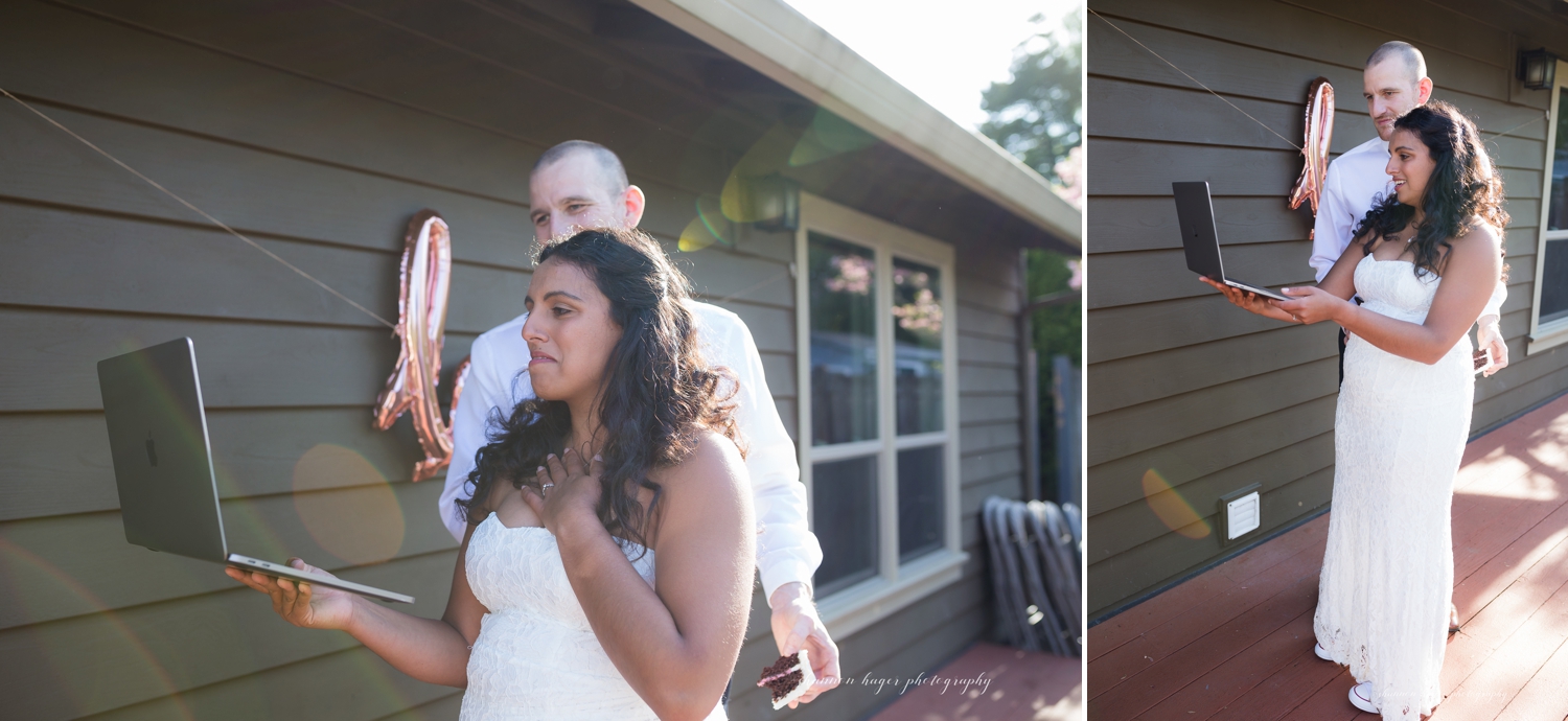 backyard wedding portland photographer, micro wedding portland, oregon zoom wedding photographer