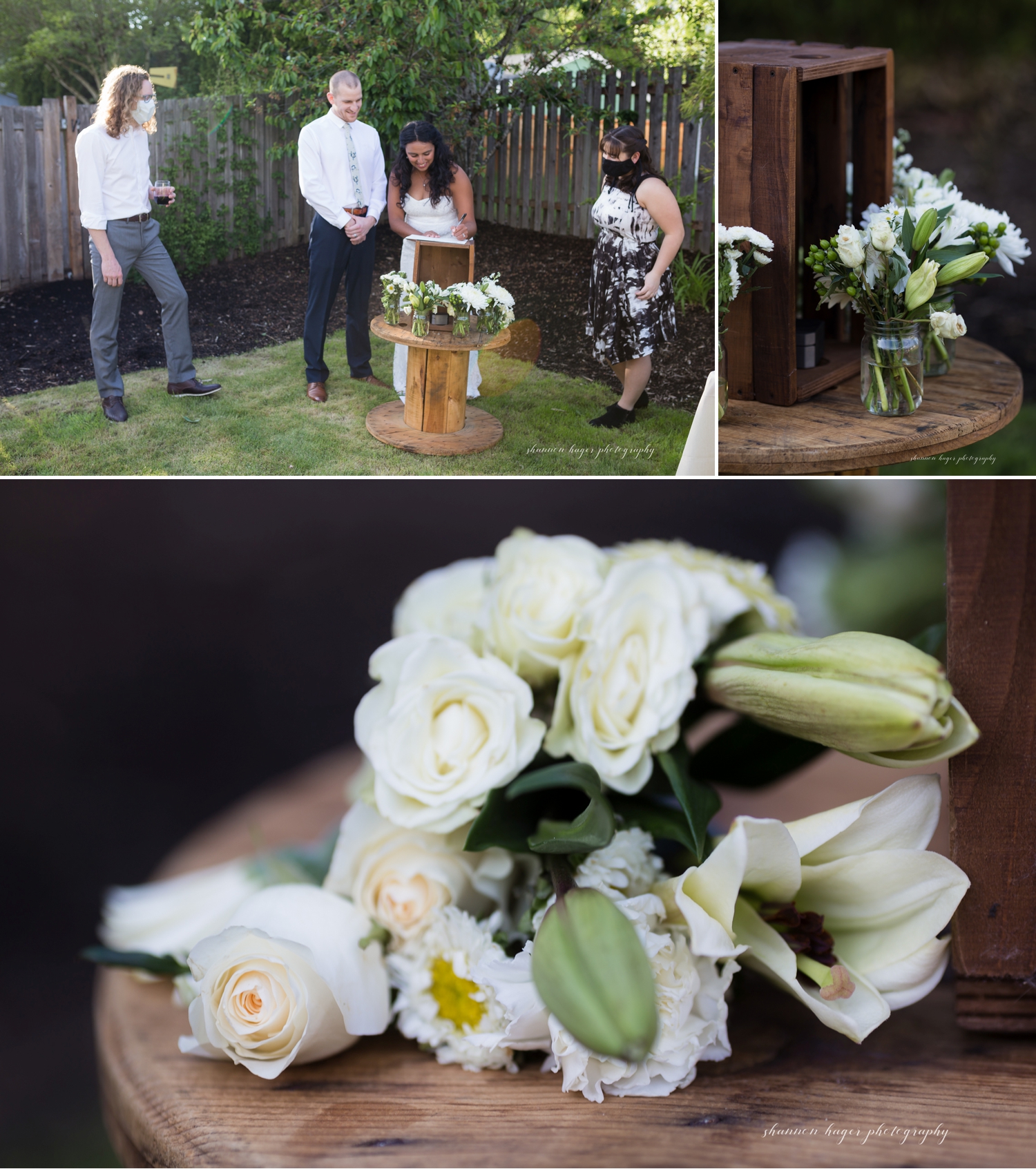 backyard wedding portland photographer, micro wedding portland, oregon zoom wedding photographer