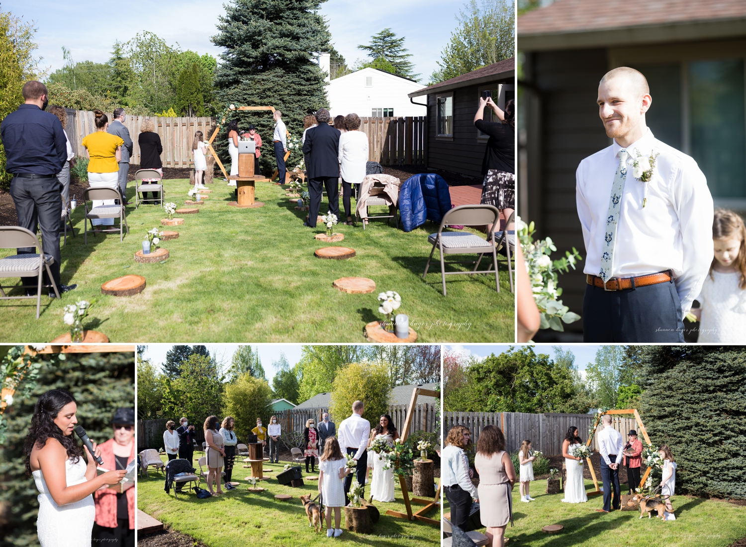 backyard wedding portland photographer, micro wedding portland, oregon zoom wedding photographer