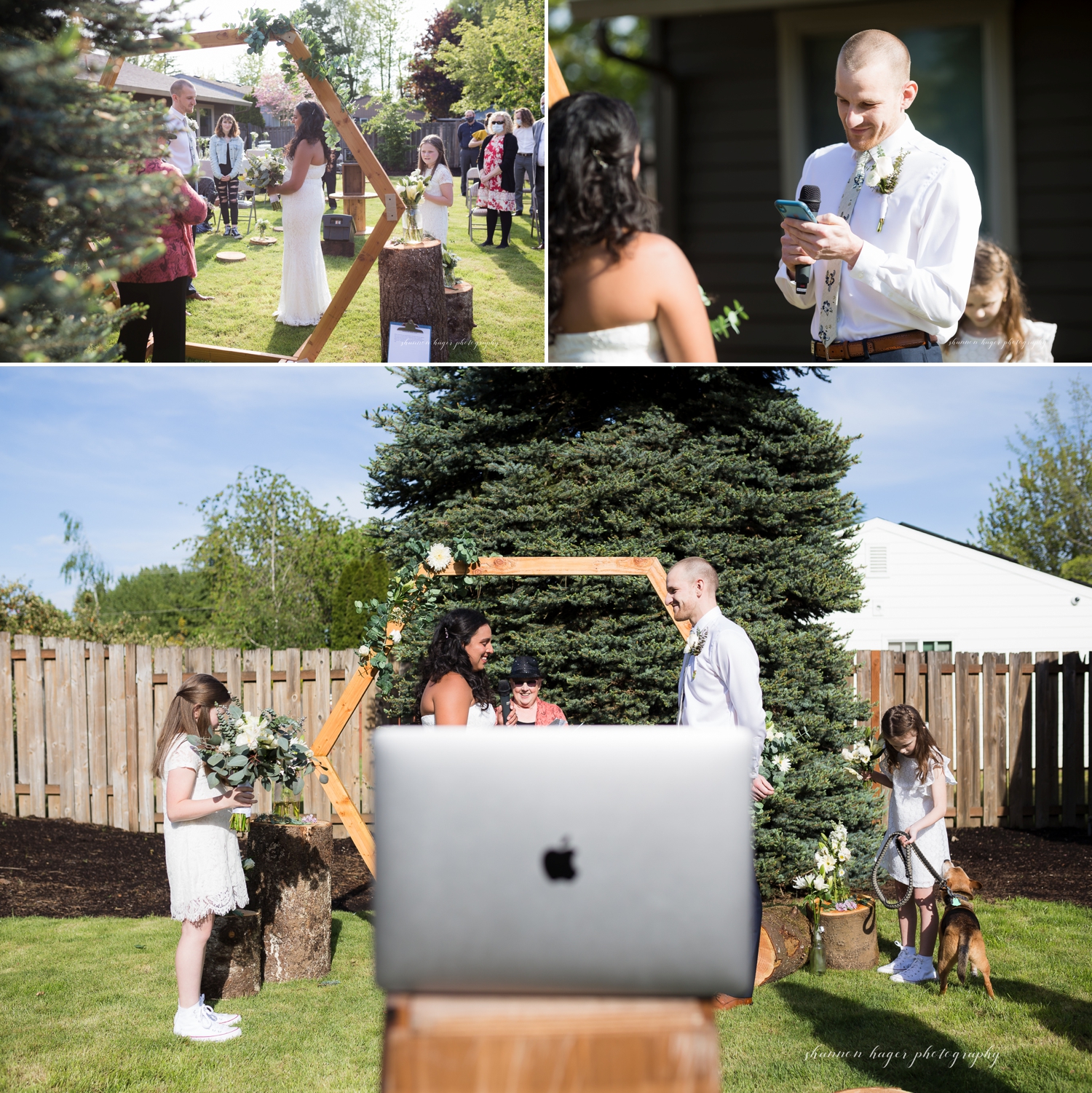 backyard wedding portland photographer, micro wedding portland, oregon zoom wedding photographer