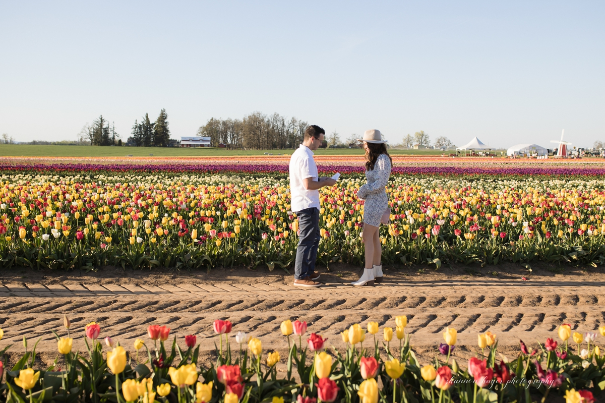 tulip wedding proposal, oregon engagement photographer