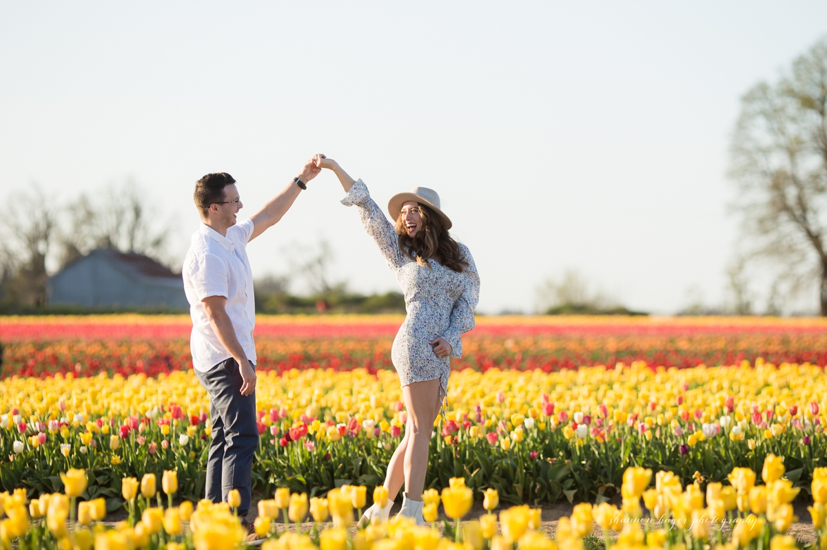 tulip wedding proposal, oregon engagement photographer