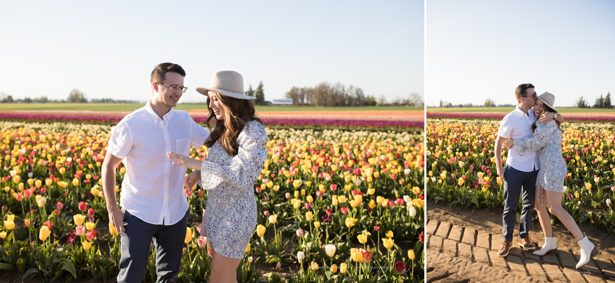 tulip wedding proposal, oregon engagement photographer