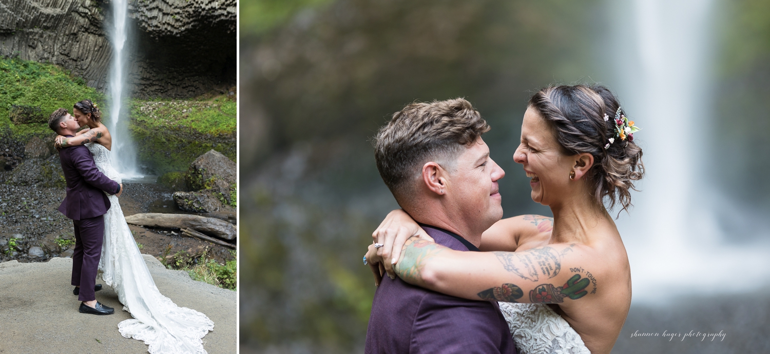 columbia river gorge elopement at latourell falls