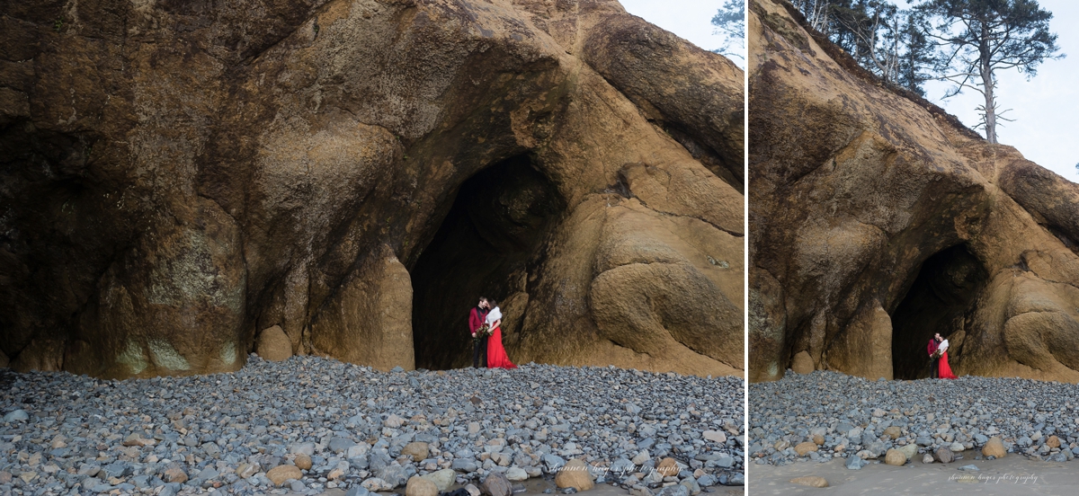 cannon beach elopement photograper at hug point by shannon hager photography