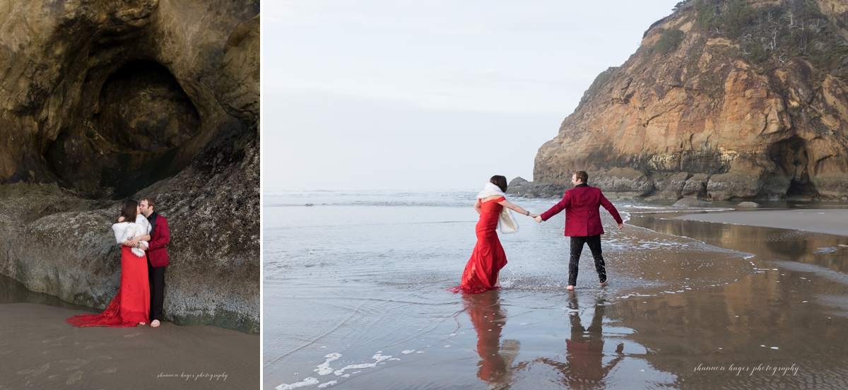 cannon beach elopement photograper at hug point by shannon hager photography