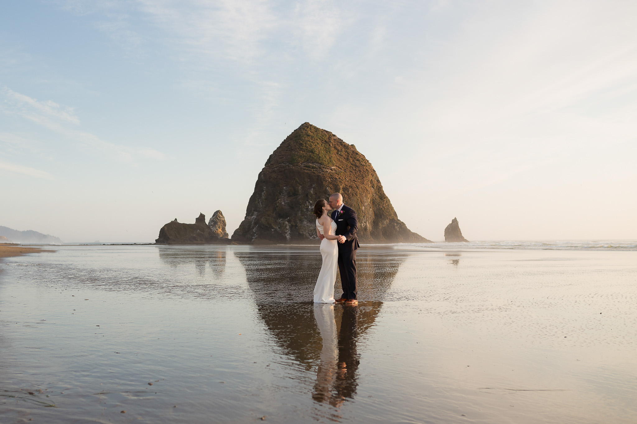 Cannon Beach Oregon Elopement in front of Haystack Rock in the Summer