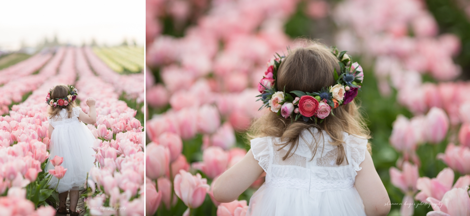 wooden shoe tulip farm photos, spring tulip field mini sessions, portland family photographer, girl in tulip field oregon