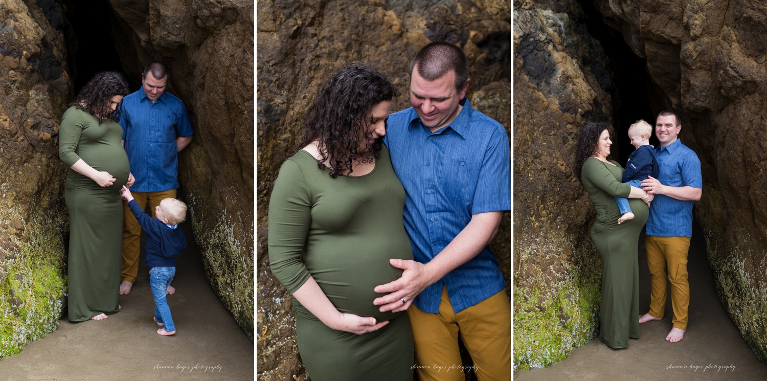 cannon beach maternity photography, hug point family photo session, oregon coast photographer