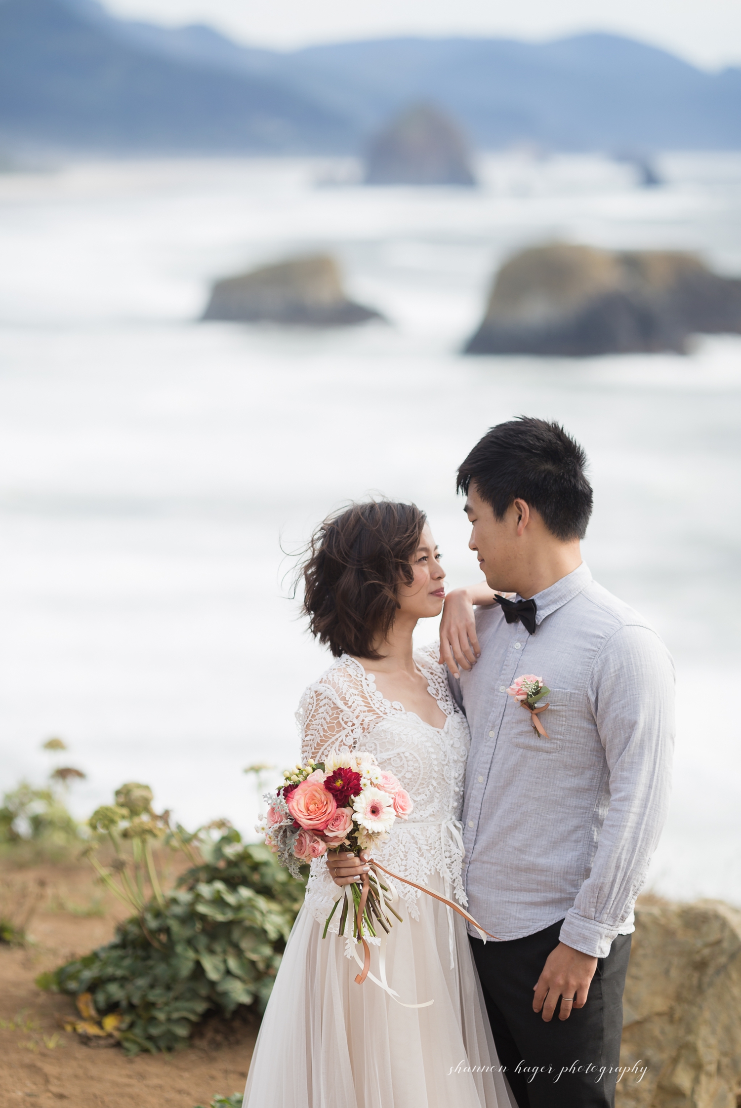 ecola state park elopement, cannon beach wedding photographer, oregon coast weddings