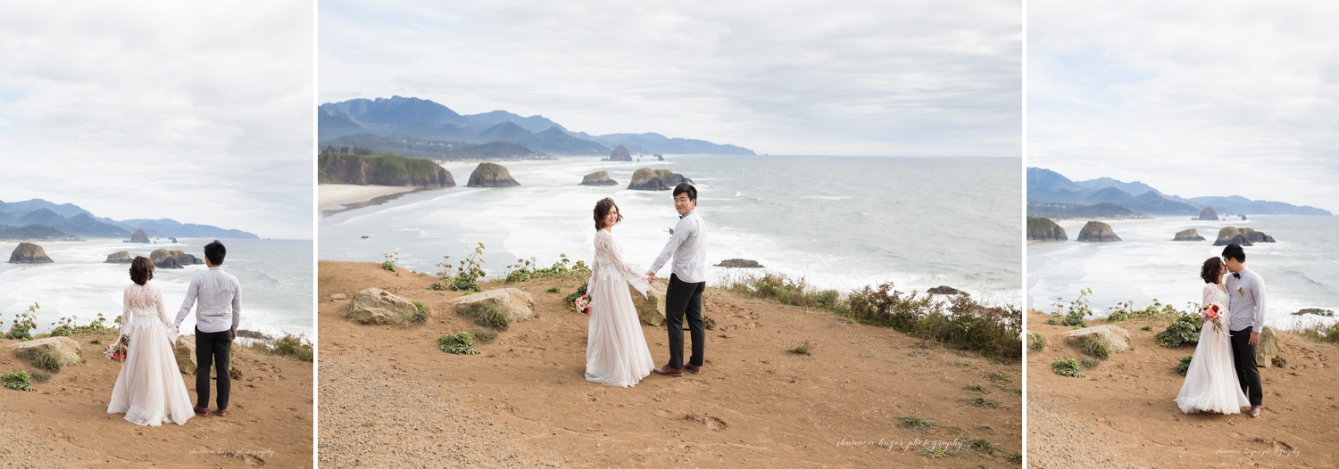 ecola state park elopement, cannon beach wedding photographer, oregon coast weddings
