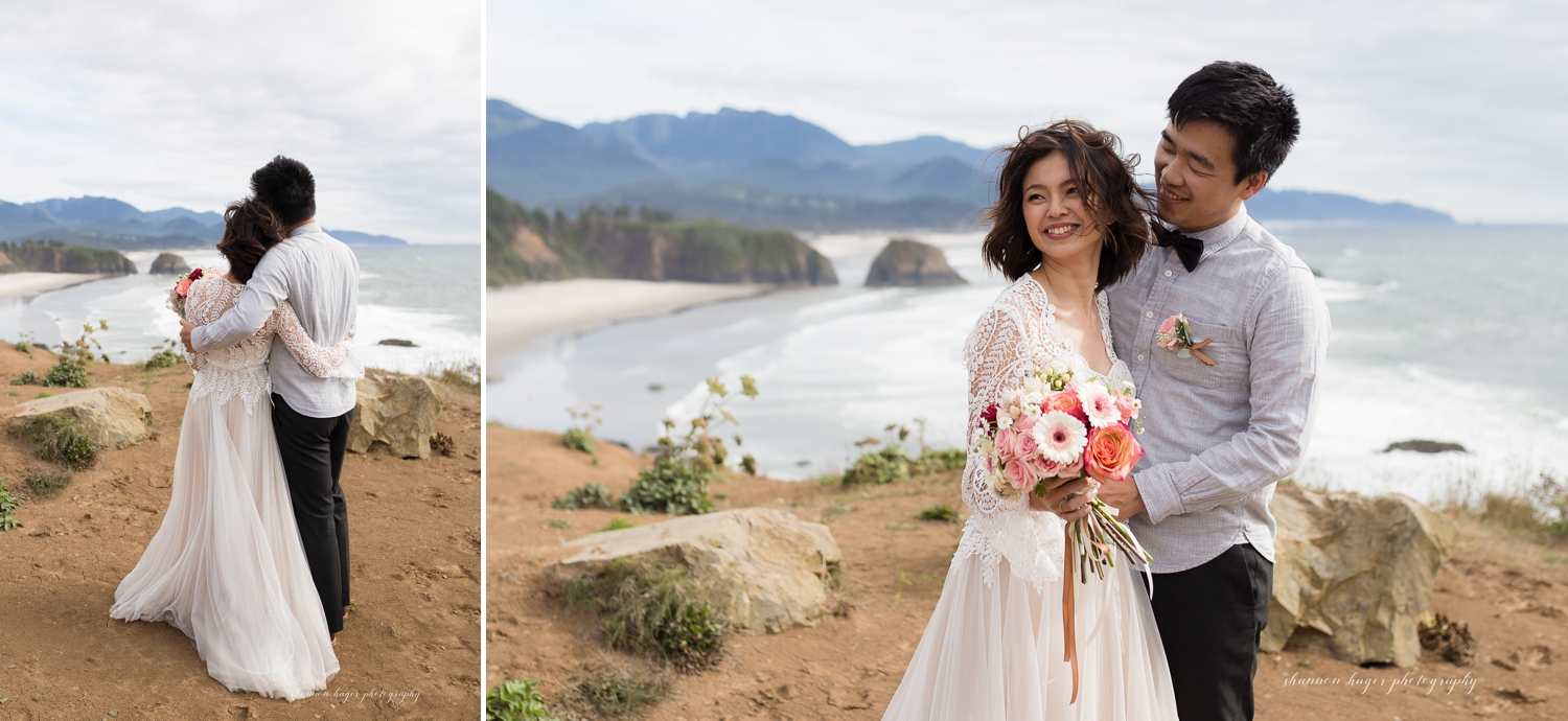 ecola state park elopement, cannon beach wedding photographer, oregon coast weddings