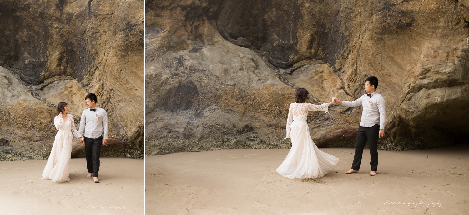 hug point elopement photographer, cannon beach wedding photographer, oregon elopement photographer