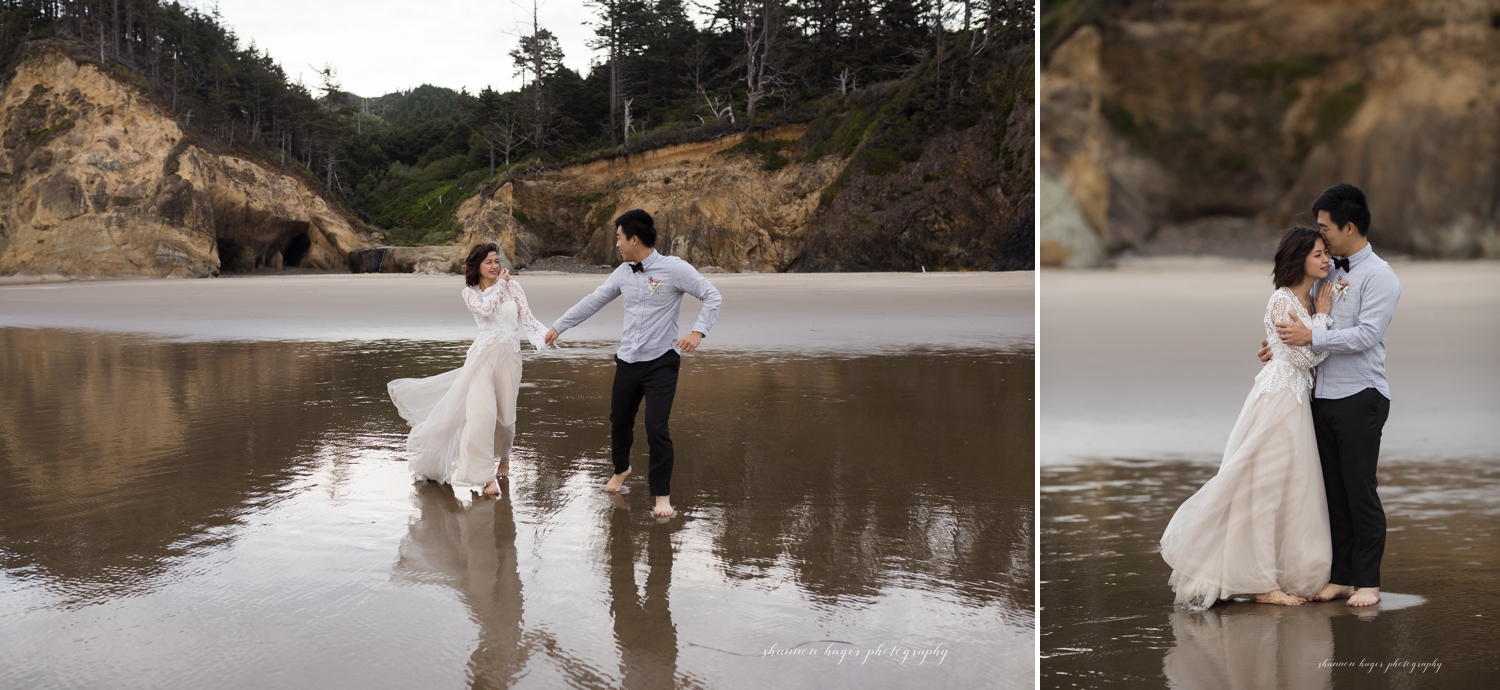 cannon beach elopement photographer, hug point wedding