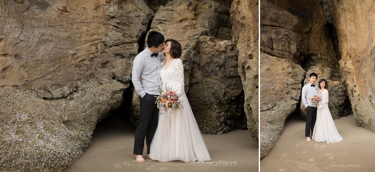 hug point elopement photographer, cannon beach wedding photographer, oregon elopement photographer