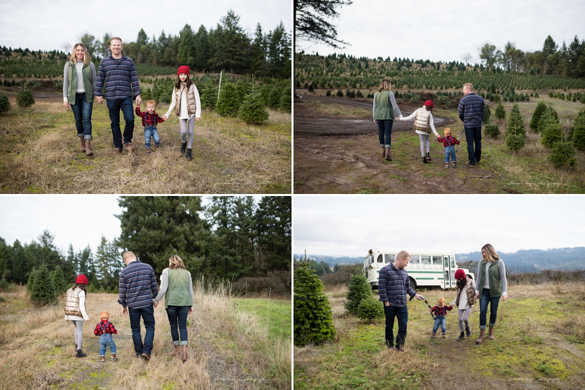 christmas tree farm family photos in oregon, sleighbells family session sherwood, portland winter mini sessions