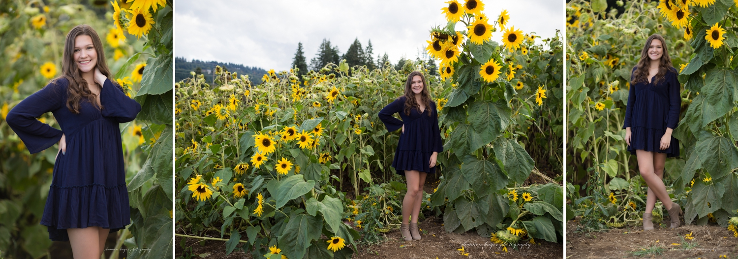 sherwood senior session in the sunflowers, sherwood oregon senior photos