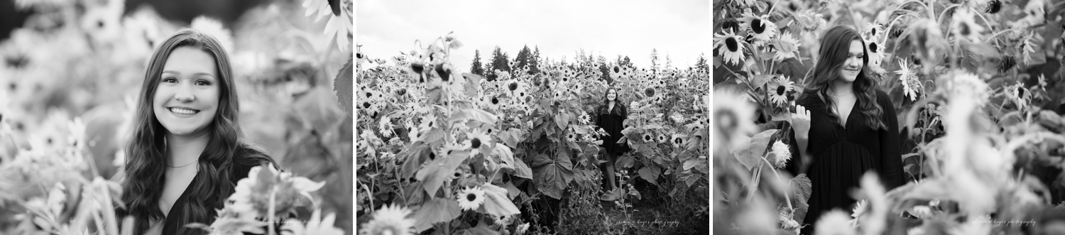 sherwood senior session in the sunflowers, sherwood oregon senior photos