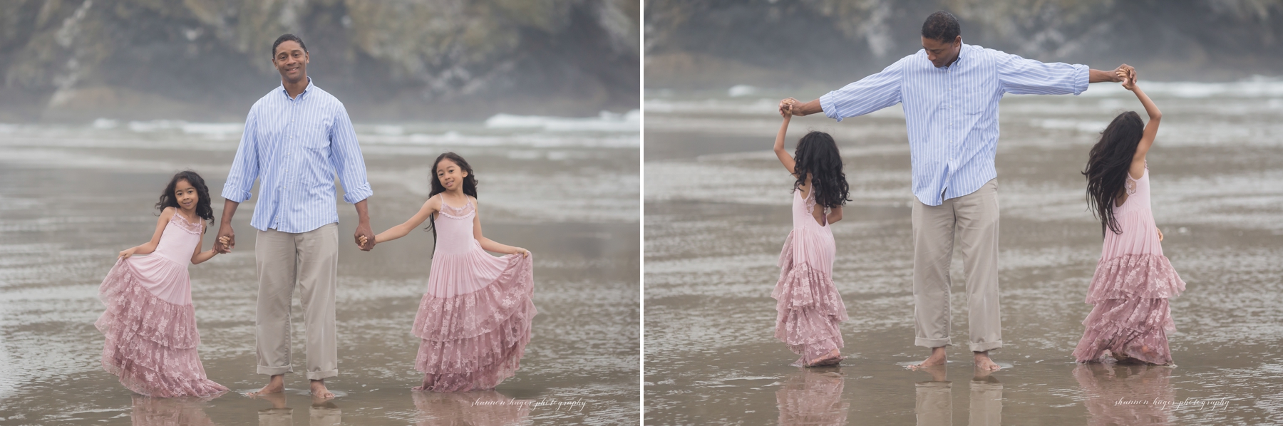 coast family photos by shannon hager photography at haystack rock, cannon beach photographer