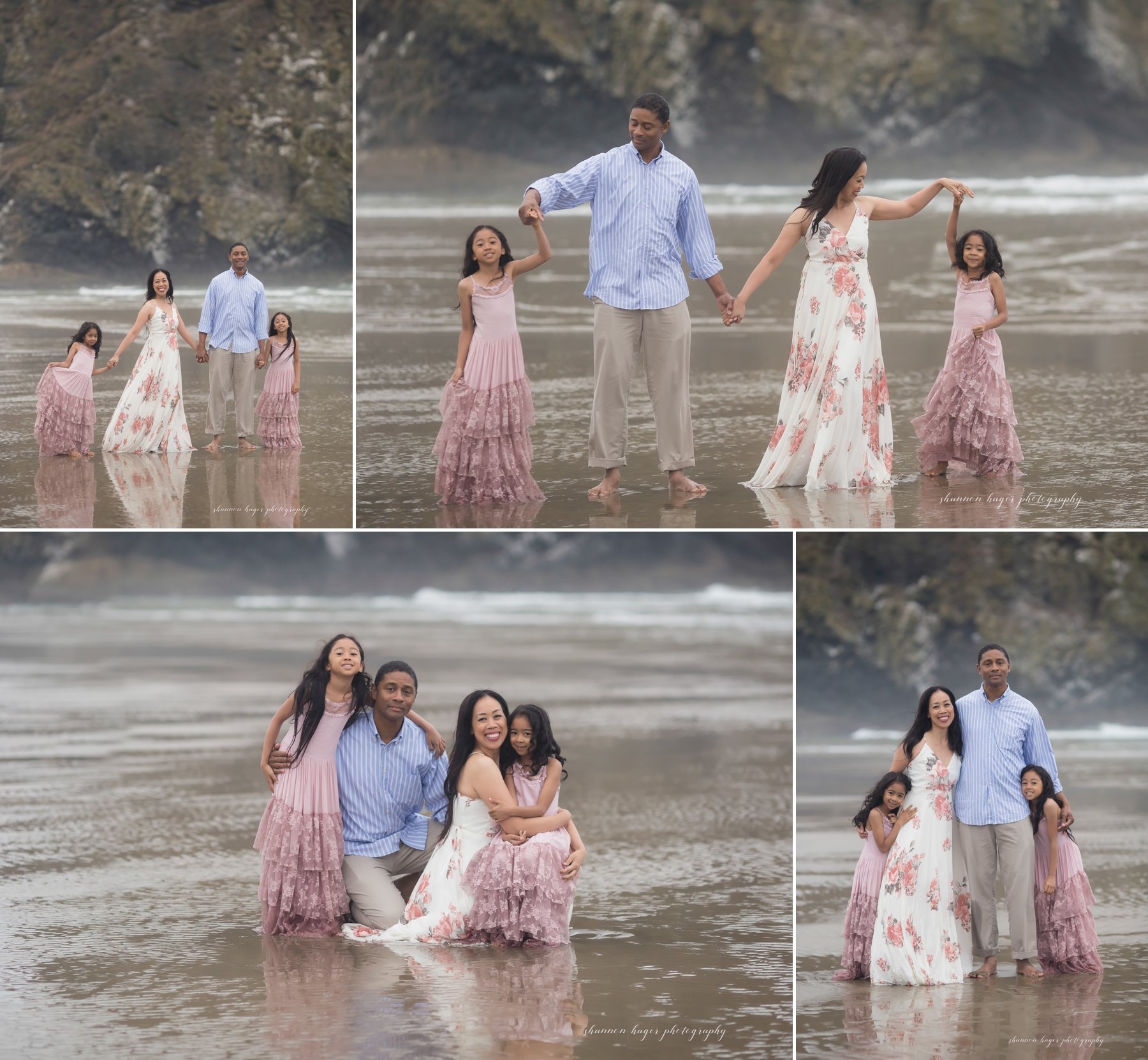 coast family photos by shannon hager photography at haystack rock, cannon beach photographer