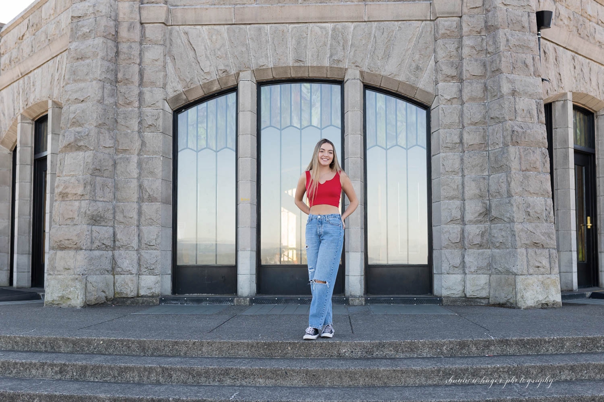 portland senior photos at latourell falls by shannon hager photography